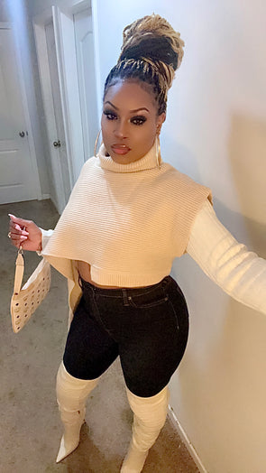 “Prestigious Girl” Ribbed Crop Sweater