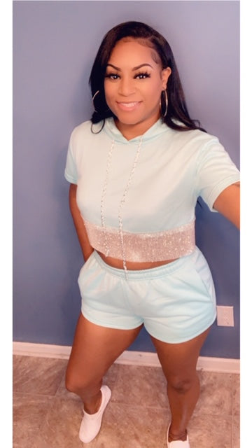 Ice Me Out Rhinestone Short Set